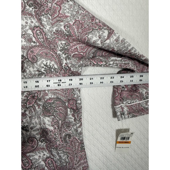 Miss Elaine Pink Paisley 3/4-Sleeve Zip Robe Nightgown S Petite Cotton Blend - Picture 4 of 7
